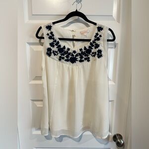 Skies Are Blue Embroidered Sleeveless Top - EUC